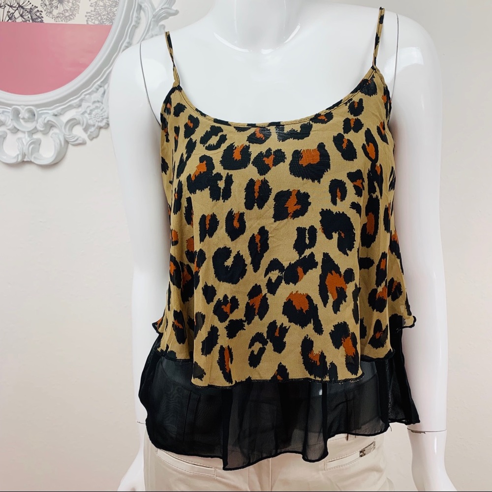 Derek / Layered Black , Animal Print Top